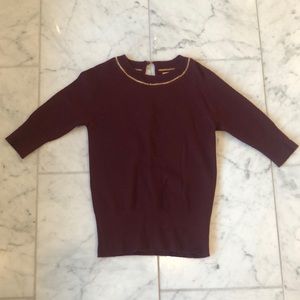 Adam Lippes maroon 3/4 sleeve sweater